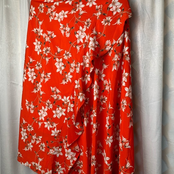 CALVIN KLEIN women’s ruffle front skirt tango floral print size 12 - Picture 6 of 15
